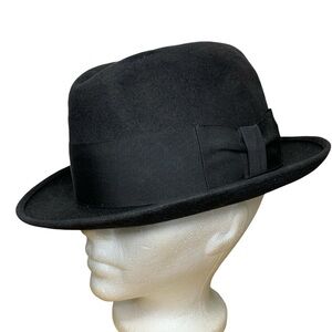 Vintage Biltmore President 60s Black Fedora Hat Wool Felt 7 1/8 Classic Hipsters